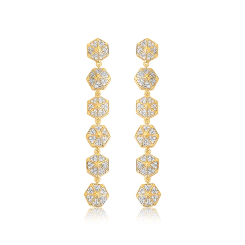 Brinco For me Triangle prata 925 dourada com Triângulos de Zircônias
