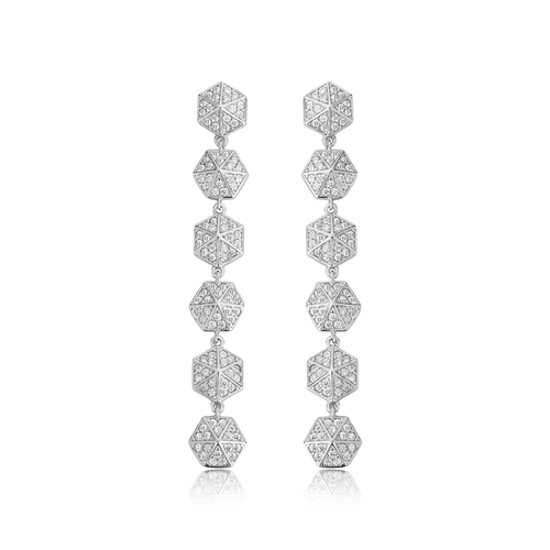 Brinco For me Triangle prata 925 pingente de triângulos com Zircõnias