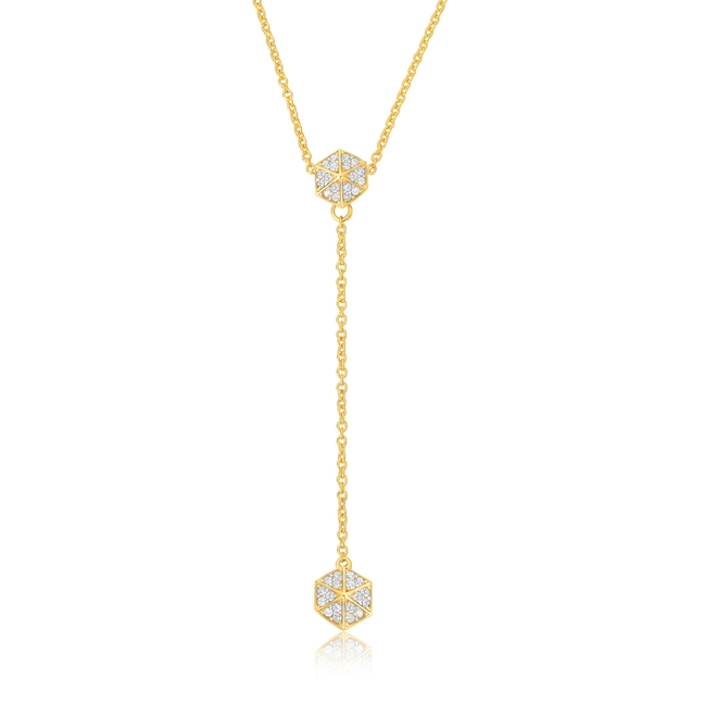 Gargantilha For me Triangle gravatinha prata 925 dourada com triângulos de Zircônias 1