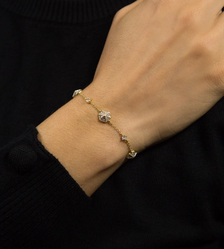 Pulseira For me Triangle elos prata 925 com triângulos e Zircônias
