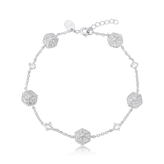 Pulseira For me Triangle de elos prata 925 com triângulos de Zircônias 1