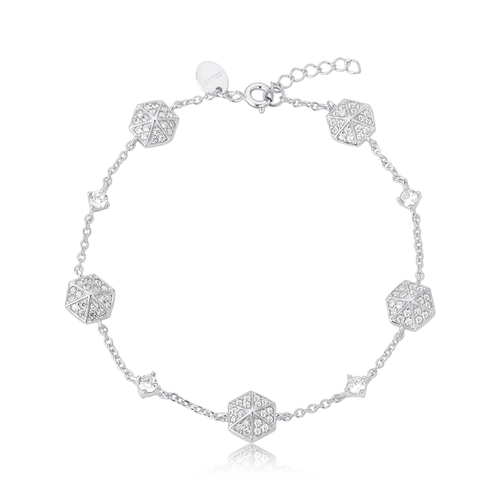 Pulseira For me Triangle de elos prata 925 com triângulos de Zircônias