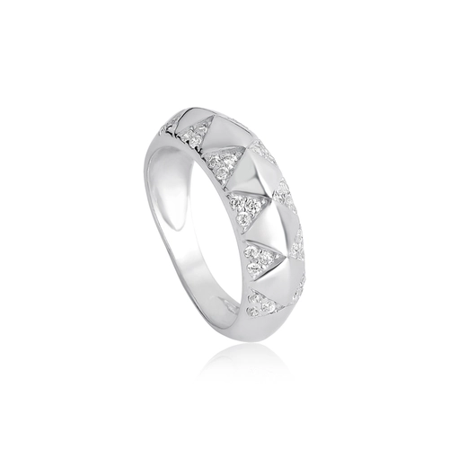 Anel For me Triangle abaulado prata 925 com triângulos de Zircônias