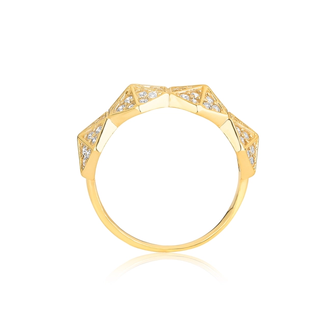 Anel For me Triangle prata 925 dourada meio aro com triângulos de Zircônias 2
