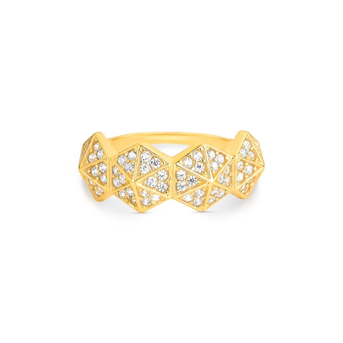 Anel For me Triangle prata 925 dourada meio aro com triângulos de Zircônias