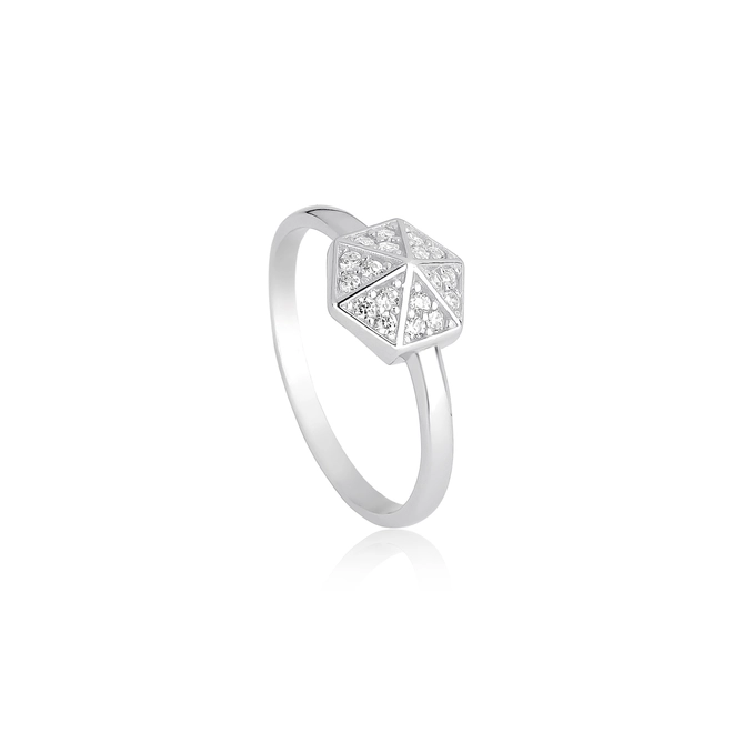 Anel For me Triangle geométrico prata 925 dourada triângulos de Zircônias 1