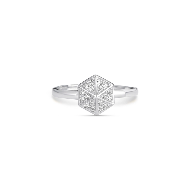 Anel For me Triangle geométrico prata 925 dourada triângulos de Zircônias 3