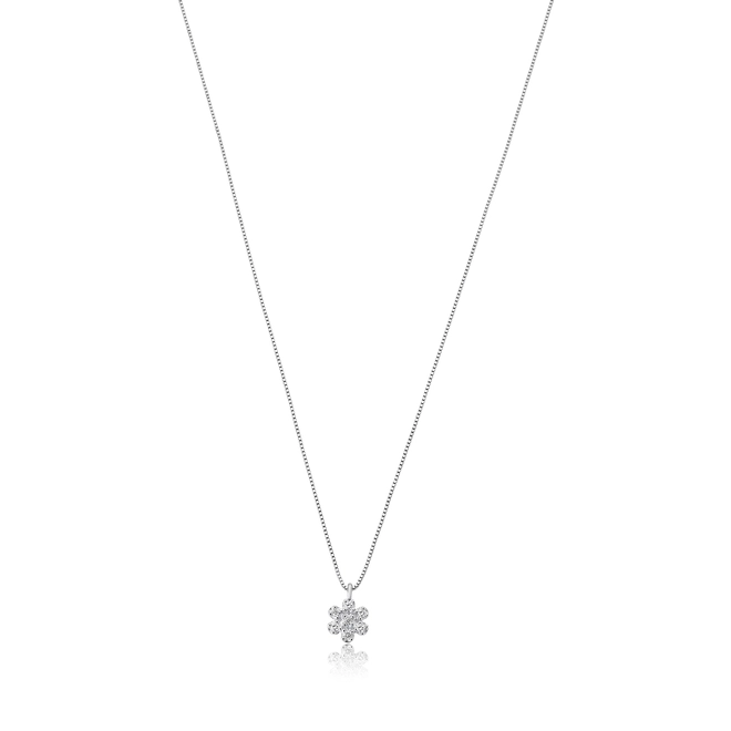 Gargantilha Gifts Splendide ouro branco 18k pingente flor com 4,2pts de Diamantes 1