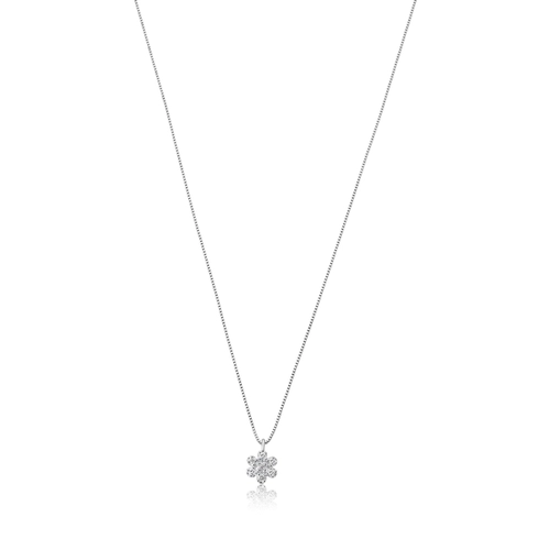 Gargantilha Gifts Splendide ouro branco 18k pingente flor com 4,2pts de Diamantes