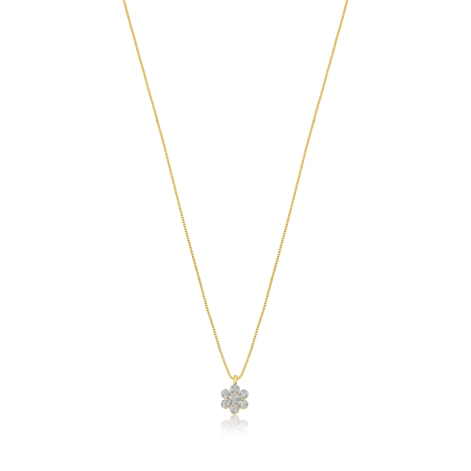 Gargantilha Gifts Splendide ouro 18k com pingente flor de 4,2pts de Diamantes 1