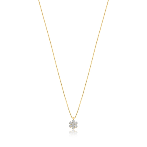 Gargantilha Gifts Splendide ouro 18k com pingente flor de 4,2pts de Diamantes