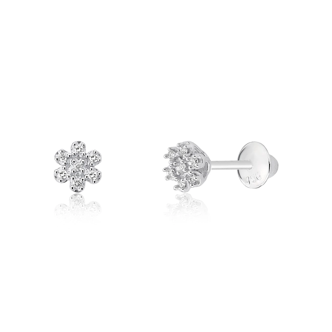 Brinco Gifts Splendide ouro branco 18k flor com 8,4pts de Diamantes 1