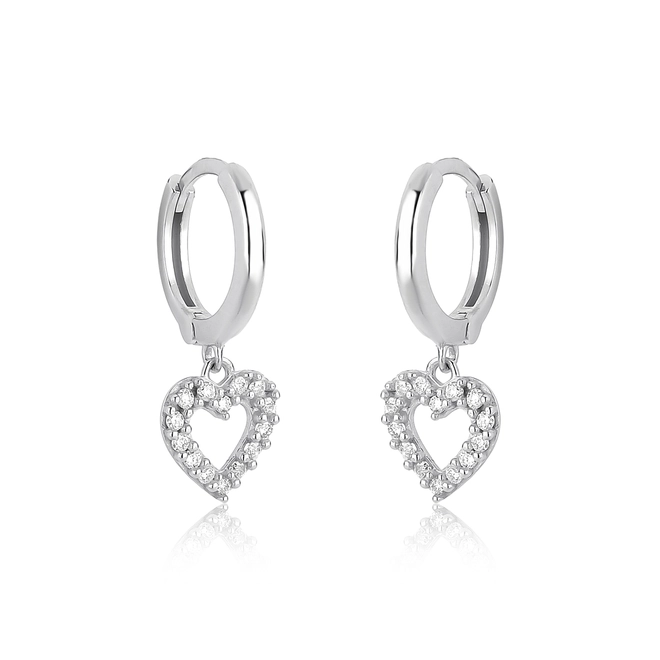 Brinco Gifts Vive argola ouro branco 18k coração com 14pts de Diamantes 1