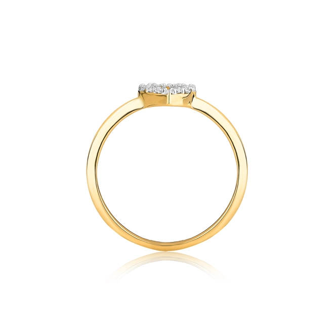Anel Gifts Vive coração ouro 18k vazado com 7pts de Diamantes rodinados 2