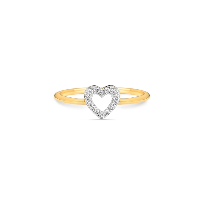 Anel Gifts Vive coração ouro 18k vazado com 7pts de Diamantes rodinados 3