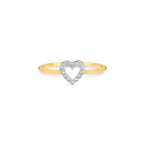 Anel Gifts Vive coração ouro 18k vazado com 7pts de Diamantes rodinados