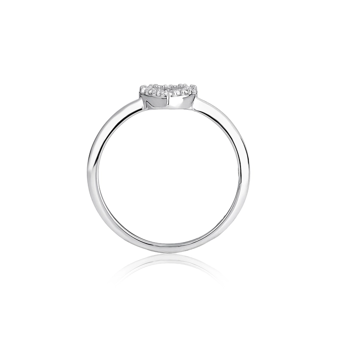 Anel Gifts Vive coração ouro branco 18k vazado com 7pts de Diamantes 2
