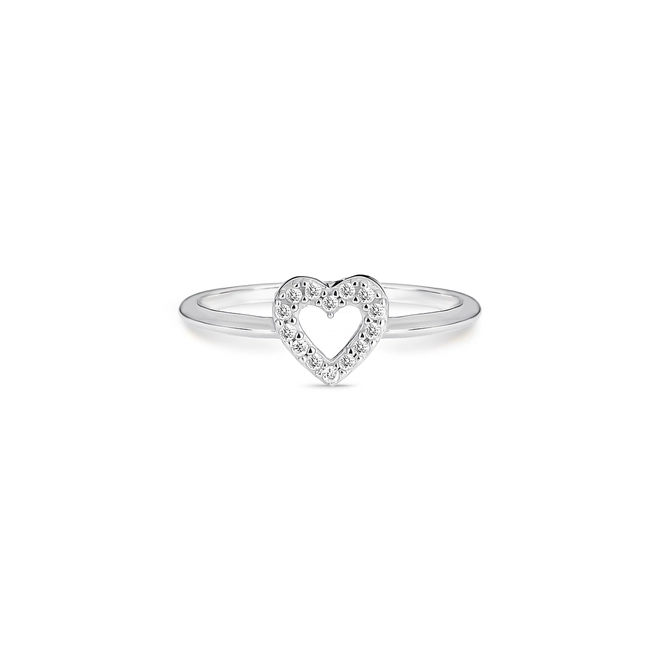 Anel Gifts Vive coração ouro branco 18k vazado com 7pts de Diamantes 3