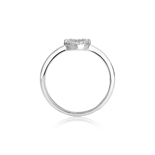 Anel Gifts Vive coração ouro branco 18k vazado com 7pts de Diamantes