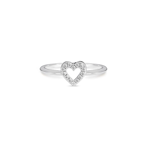 Anel Gifts Vive coração ouro branco 18k vazado com 7pts de Diamantes