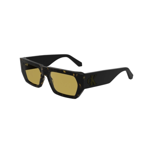 Óculos de Sol Calvin Klein Jeans CKJ24625S 242 55 Acetato Marrom Mesclado com lentes na cor Amarelo
