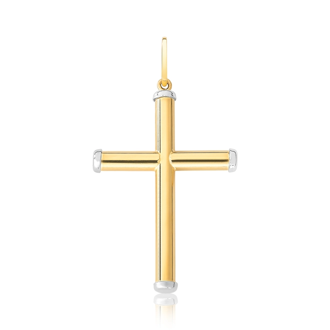 Pingente cruz palito ouro 18k tubo polido 1