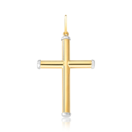 Pingente cruz palito ouro 18k tubo polido