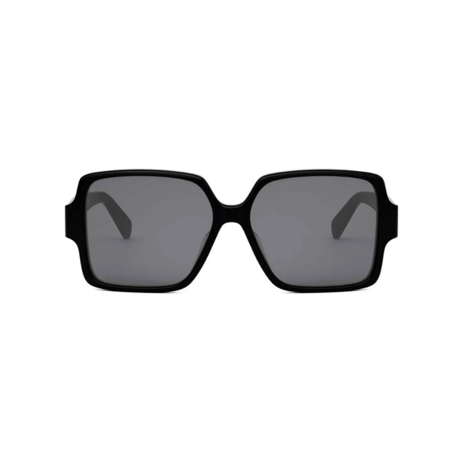 Óculos de Sol Celine Triomphe CL40316U_6001A Acetato Preto com lentes na cor Fumê 2