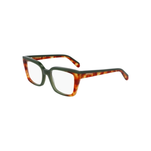 Óculos de Grau Salvatore Ferragamo SF3010 335 52 Acetato Verde e Marrom Mesclado