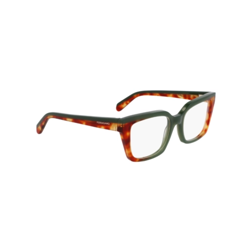 Óculos de Grau Salvatore Ferragamo SF3010 335 52 Acetato Verde e Marrom Mesclado
