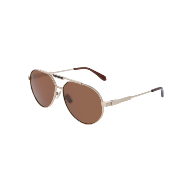 Óculos de Sol Salvatore Ferragamo SF327S 710 62 Titânio Dourado com lentes na cor Marrom 1