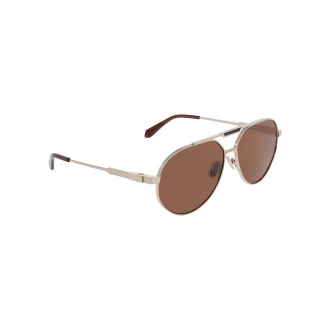 Óculos de Sol Salvatore Ferragamo SF327S 710 62 Titânio Dourado com lentes na cor Marrom 3