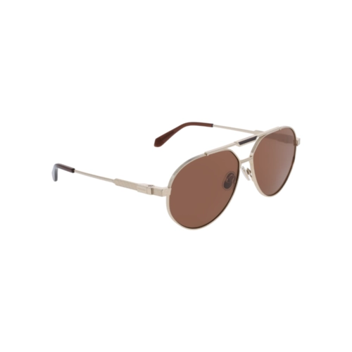 Óculos de Sol Salvatore Ferragamo SF327S 710 62 Titânio Dourado com lentes na cor Marrom