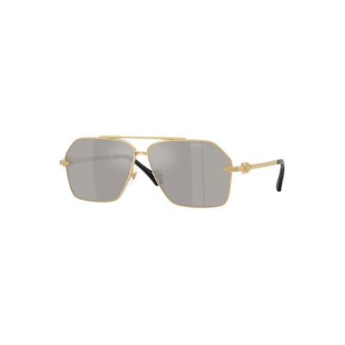 Óculos de Sol Versace 0VE2284 10026G63 Metal Dourado com lentes na cor Cinza Espelhado