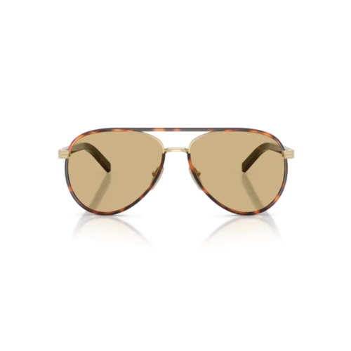 Óculos de Sol Prada 0PR B57S 21E10R59 Metal e Acetato Marrom Mesclado com lentes na cor Amarelo