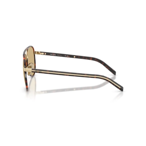 Óculos de Sol Prada 0PR B57S 21E10R59 Metal e Acetato Marrom Mesclado com lentes na cor Amarelo