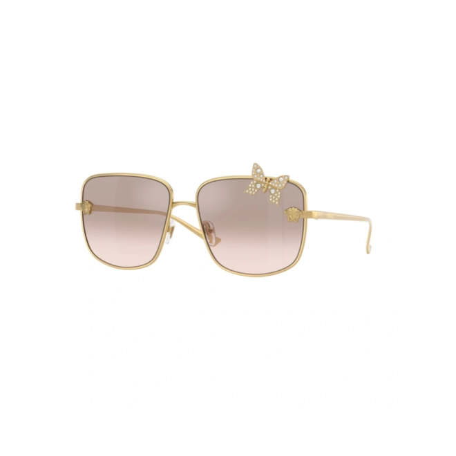 Óculos de Sol Versace 0VE2282 10028Z59 Metal Dourado com lentes na cor Marrom Degradê Espelhado 1