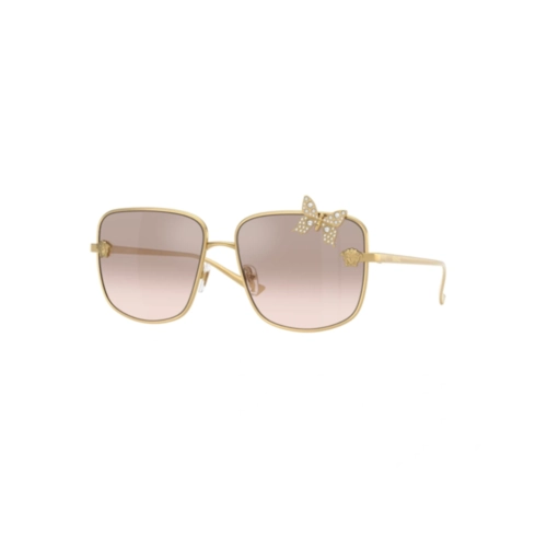 Óculos de Sol Versace 0VE2282 10028Z59 Metal Dourado com lentes na cor Marrom Degradê Espelhado