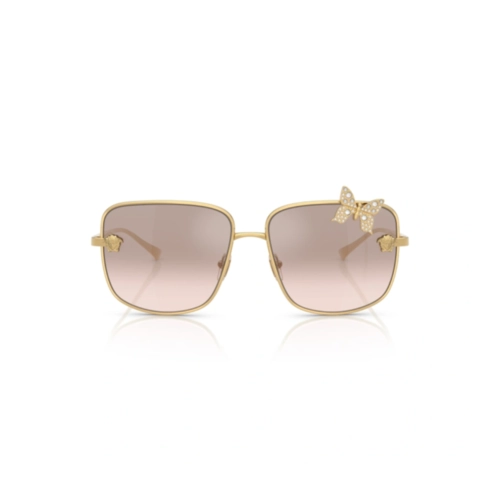 Óculos de Sol Versace 0VE2282 10028Z59 Metal Dourado com lentes na cor Marrom Degradê Espelhado