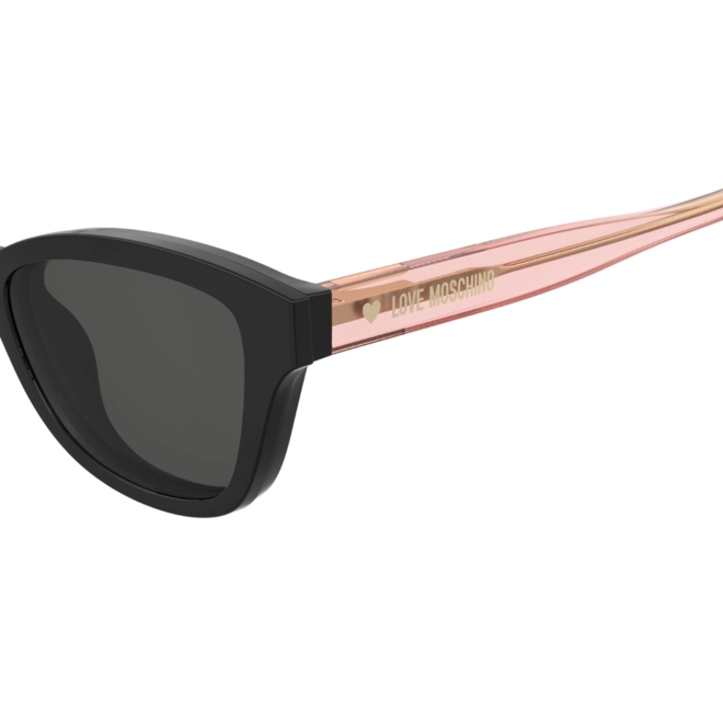 Óculos de Grau Love Moschino MOL657/C/TN 3H2 4917 S Acetato Preto e Rosa com Clip-On na cor Cinza 4