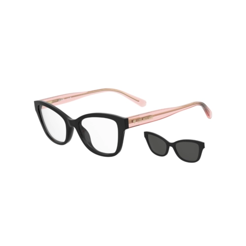 Óculos de Grau Love Moschino MOL657/C/TN 3H2 4917 S Acetato Preto e Rosa com Clip-On na cor Cinza