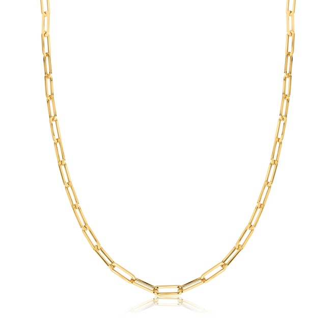 Corrente Cadeado ouro 18k longa oca polida 60CM 1