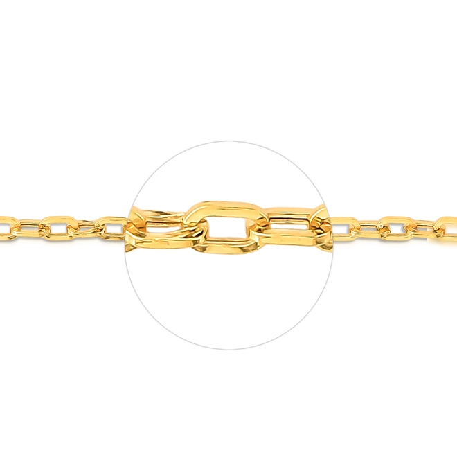 Corrente elo Cadeado longo ouro 18k polida oca 45CM 3
