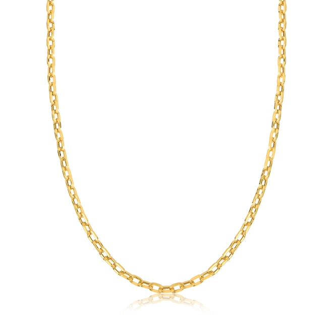 Corrente elo Cadeado longo ouro 18k polida oca 45CM 1