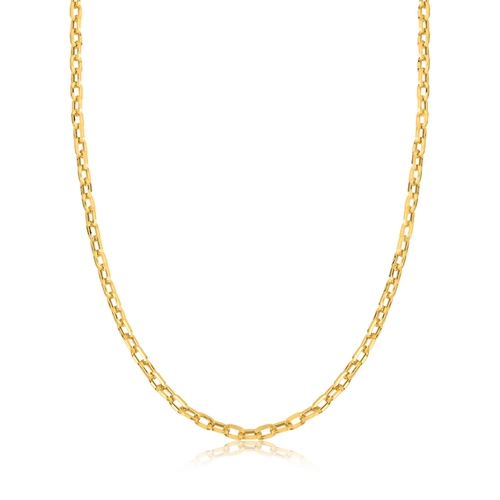 Corrente elo Cadeado longo ouro 18k polida oca 45CM