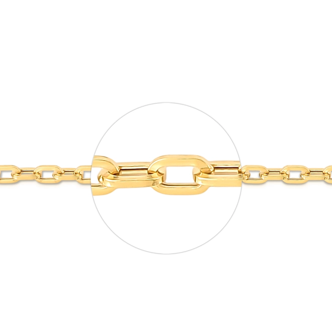 Corrente elo Cadeado alongado ouro 18k polida oca 60CM 3