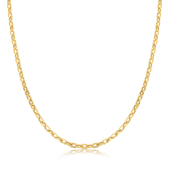 Corrente elo Cadeado alongado ouro 18k polida oca 60CM 1