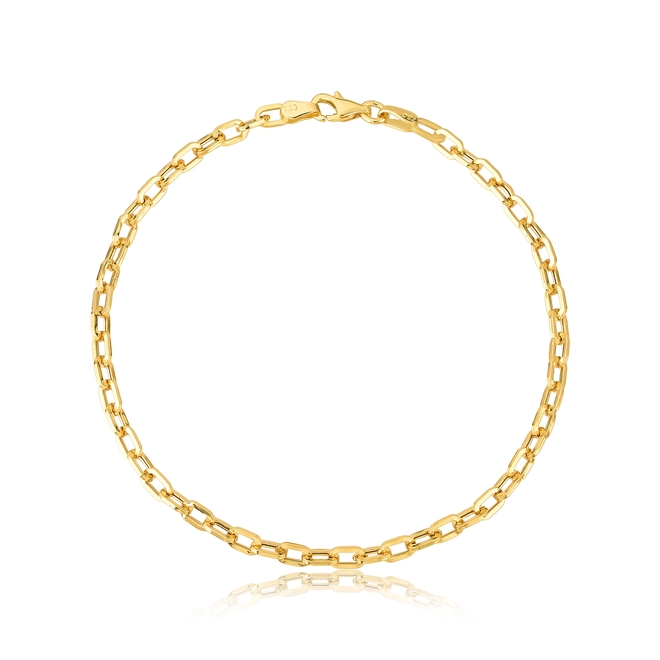 Pulseira Cadeado ouro 18k oca elo alongado 18CM 1