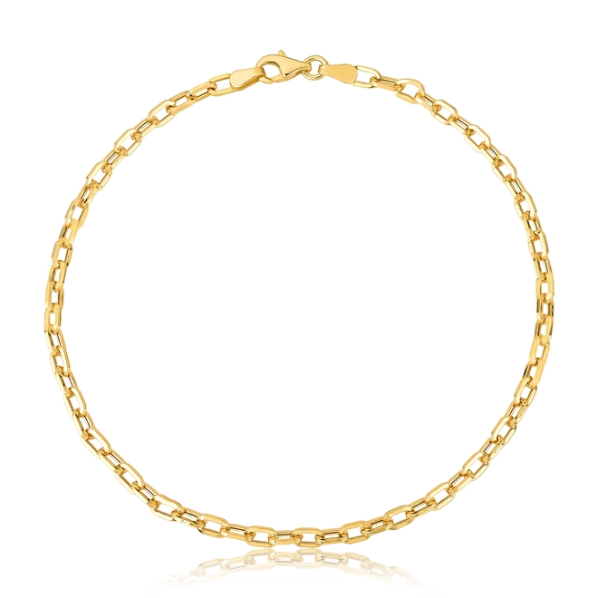 Pulseira Cadeado ouro 18k oca elo alongado 21CM 1