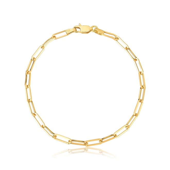 Pulseira Cadeado ouro 18k oca elo alongado 18CM 1